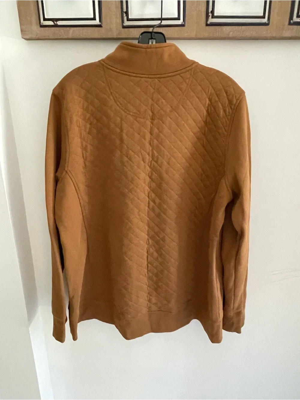 LL Bean Quilted Half-Zip Sweater in Brown - Picture 2 of 9